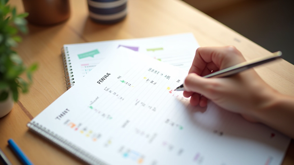 Kalender met gemarkeerde data en voortgangsmaten voor dagelijkse monitoring