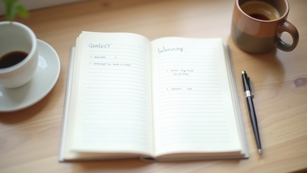 Open dagboek met reflectievragen en voortgangsnotities met pen ernaast