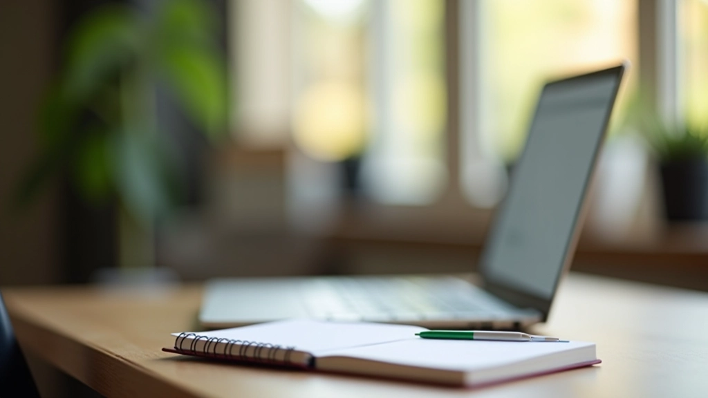 Moderne leeromgeving met laptop en notitieboek op bureau