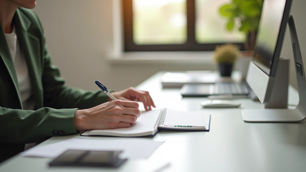 Persoon balanceert werk, hobby's en gezondheid in dagelijkse routine