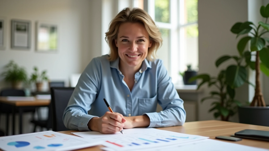 Persoon die voortgang volgt met grafieken en planningsmateriaal